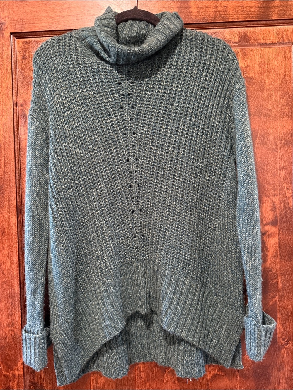 Cupio Heather Teal Cowl Neck Sweater